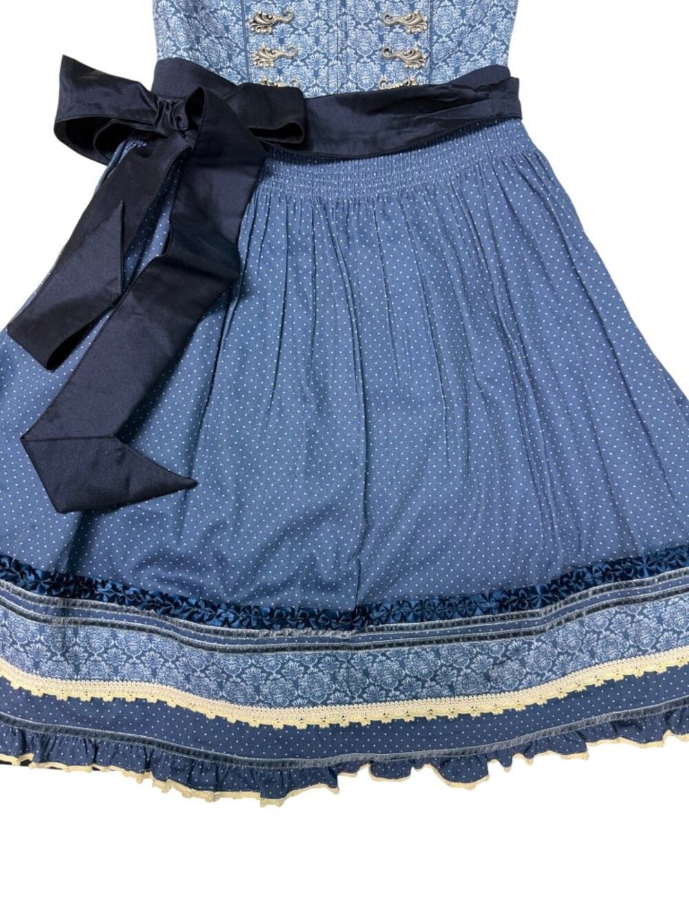 NWT 38 Stockerpoint Angelica German Dirndl Dress Oktoberfest Blue Lace Up - Picture 9 of 12